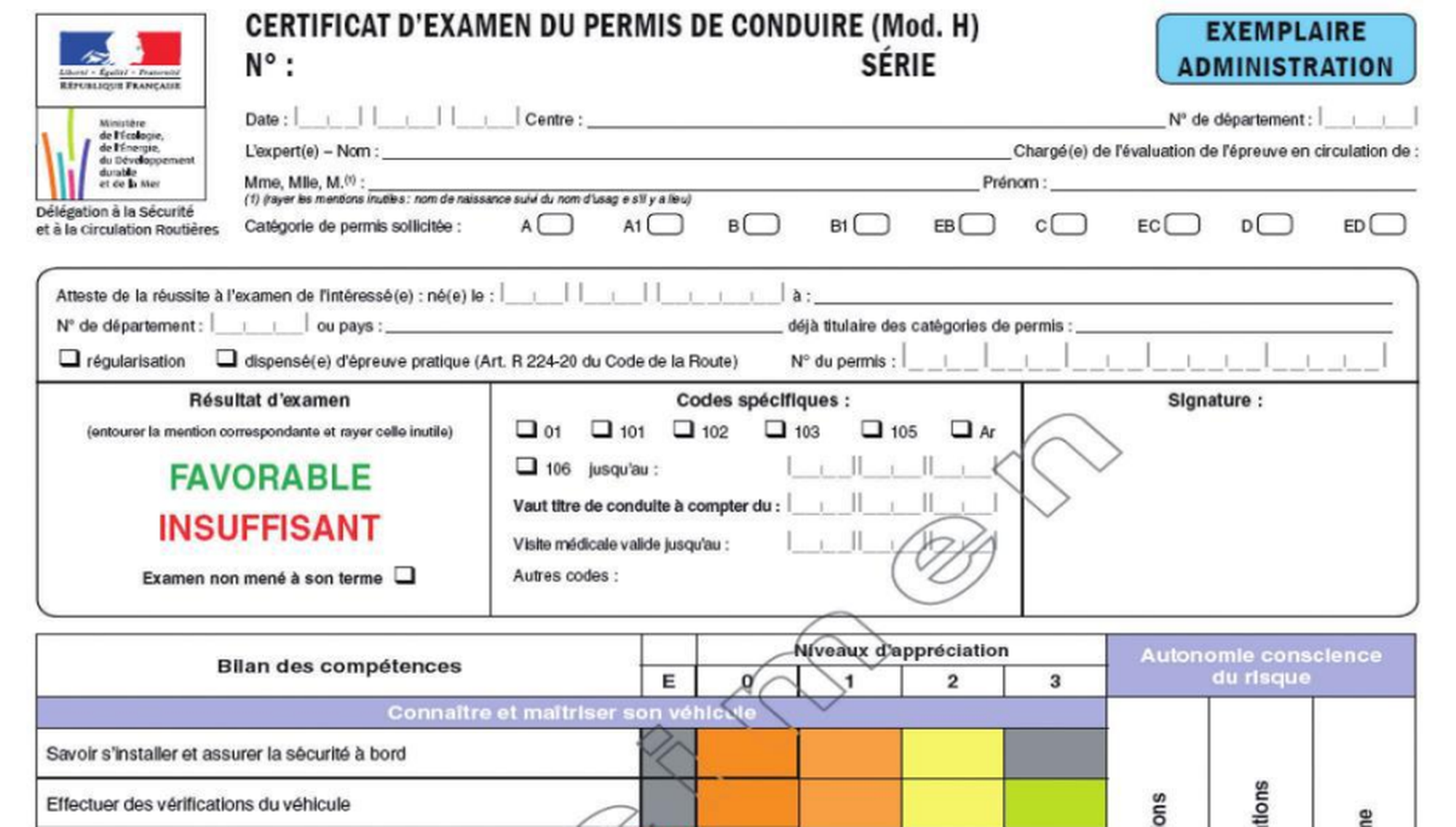 Exemple certificat permis de conduire